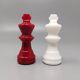 1970s Italian Volterra Alabaster Chess Set – Rare in Red & White. Made in I