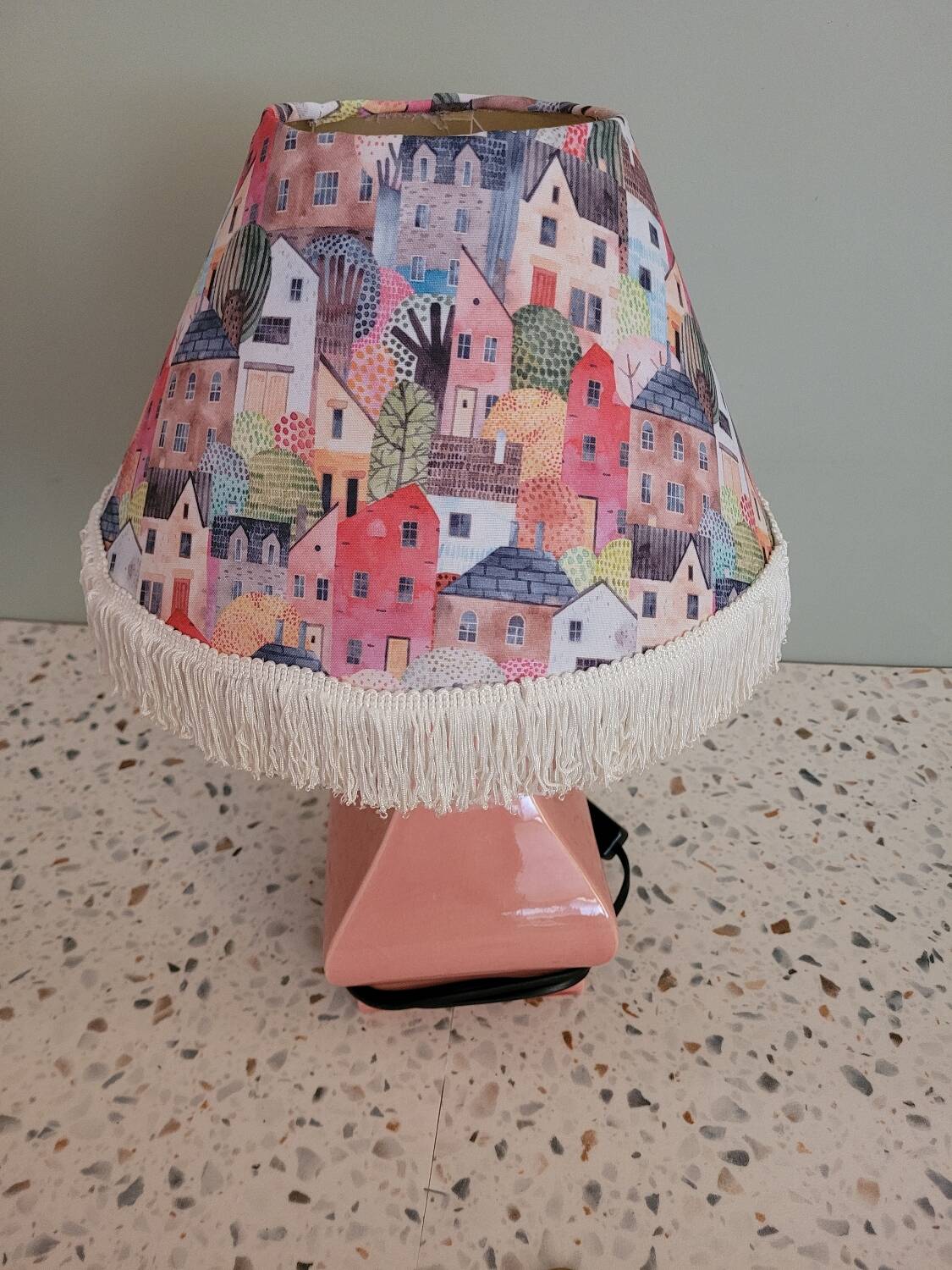 Vintage old pink table lamp