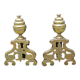 Brass chenets & fleur de lys cast iron