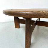 Table basse vintage de style brutaliste danois en chêne, années 1960