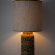 Lampe de table en céramique de style Bitossi des années 1960, émail vert ocre.