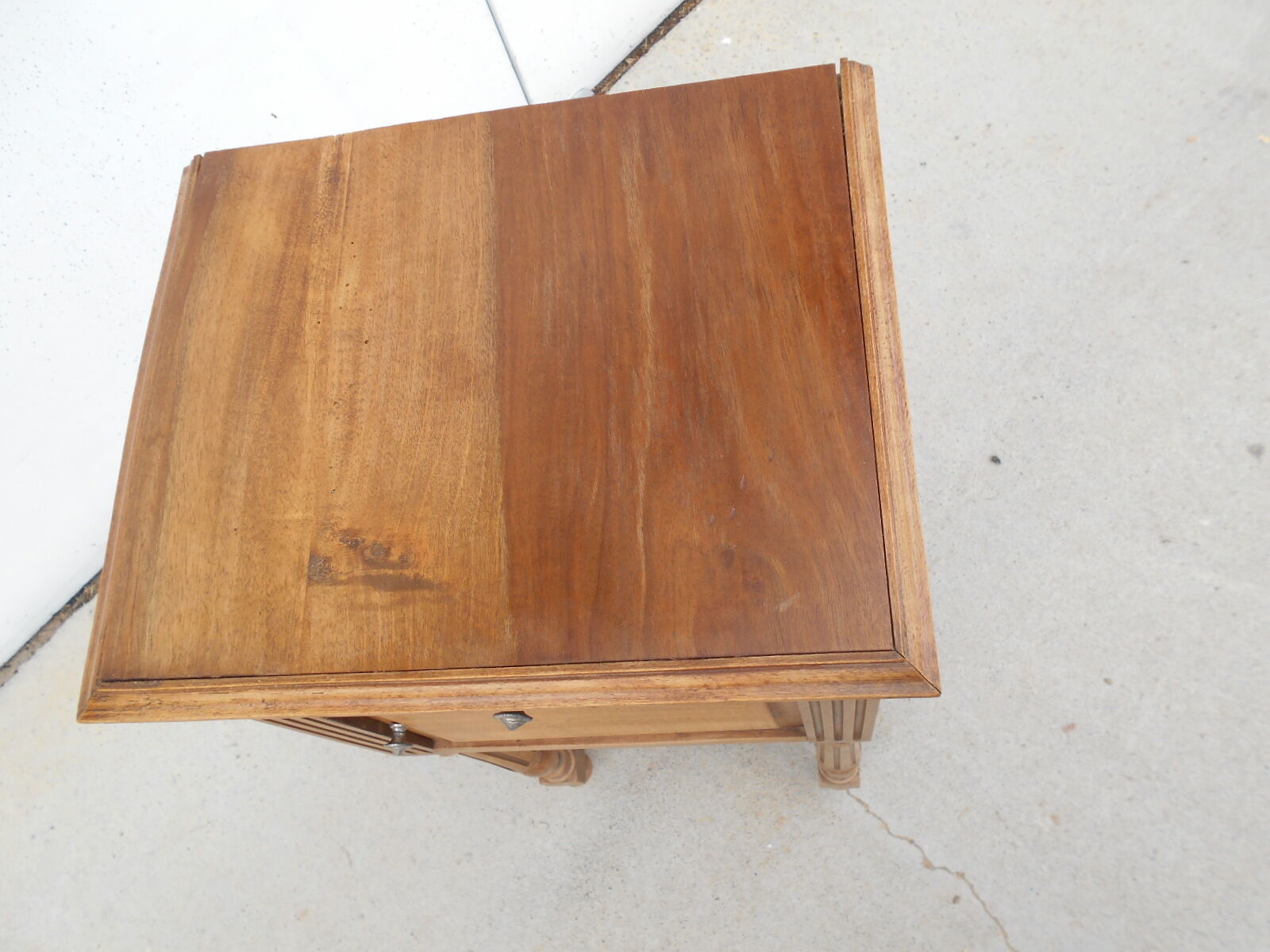 Solid walnut bedside table in Louis XVI style
