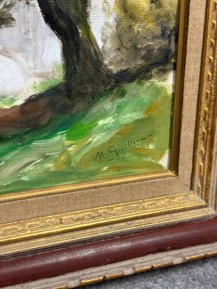 Guillermin M: oil painting on panel countryside landscape circa 1940