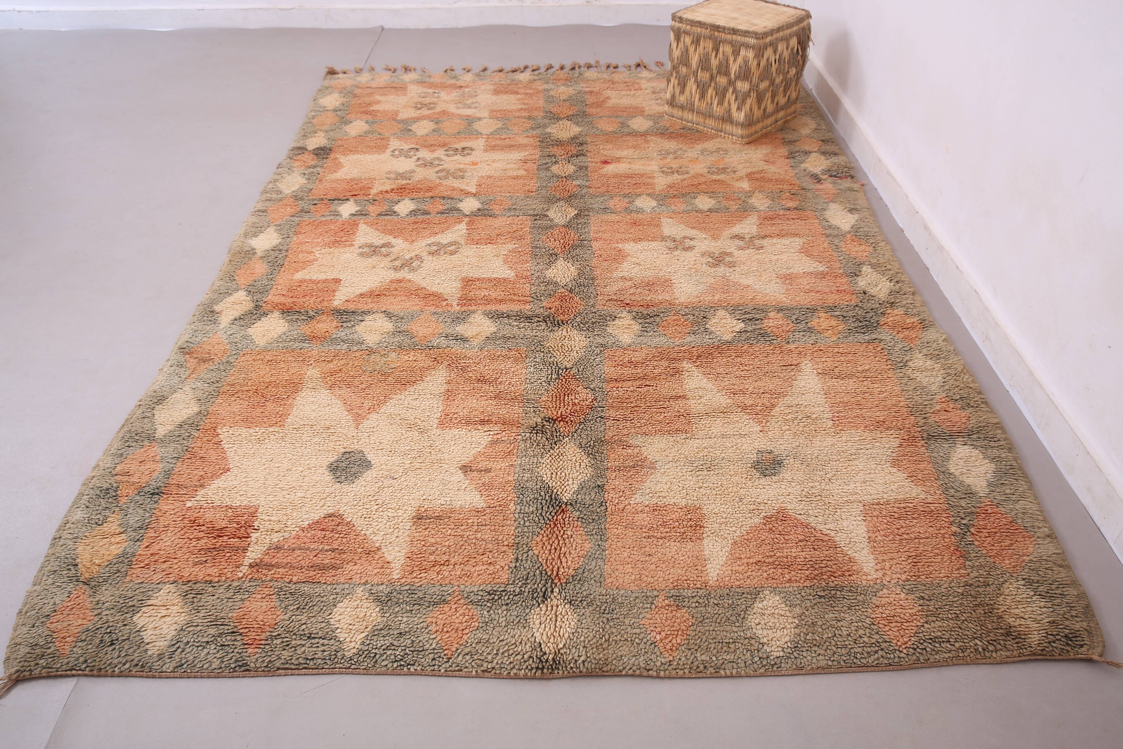 Peach Vintage Moroccan Rug 200 x 298 cm - Berber Wool Rug - Handmade Rug