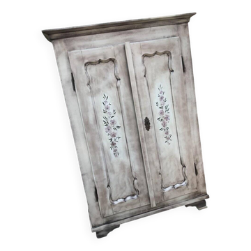 Armoire double avec motif floral peint à la main
