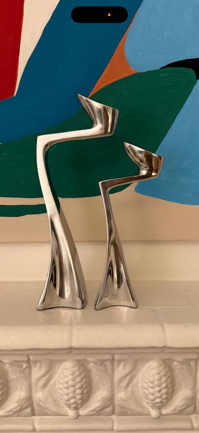 Set of 2 Swan candle holders by Matthew Hilton