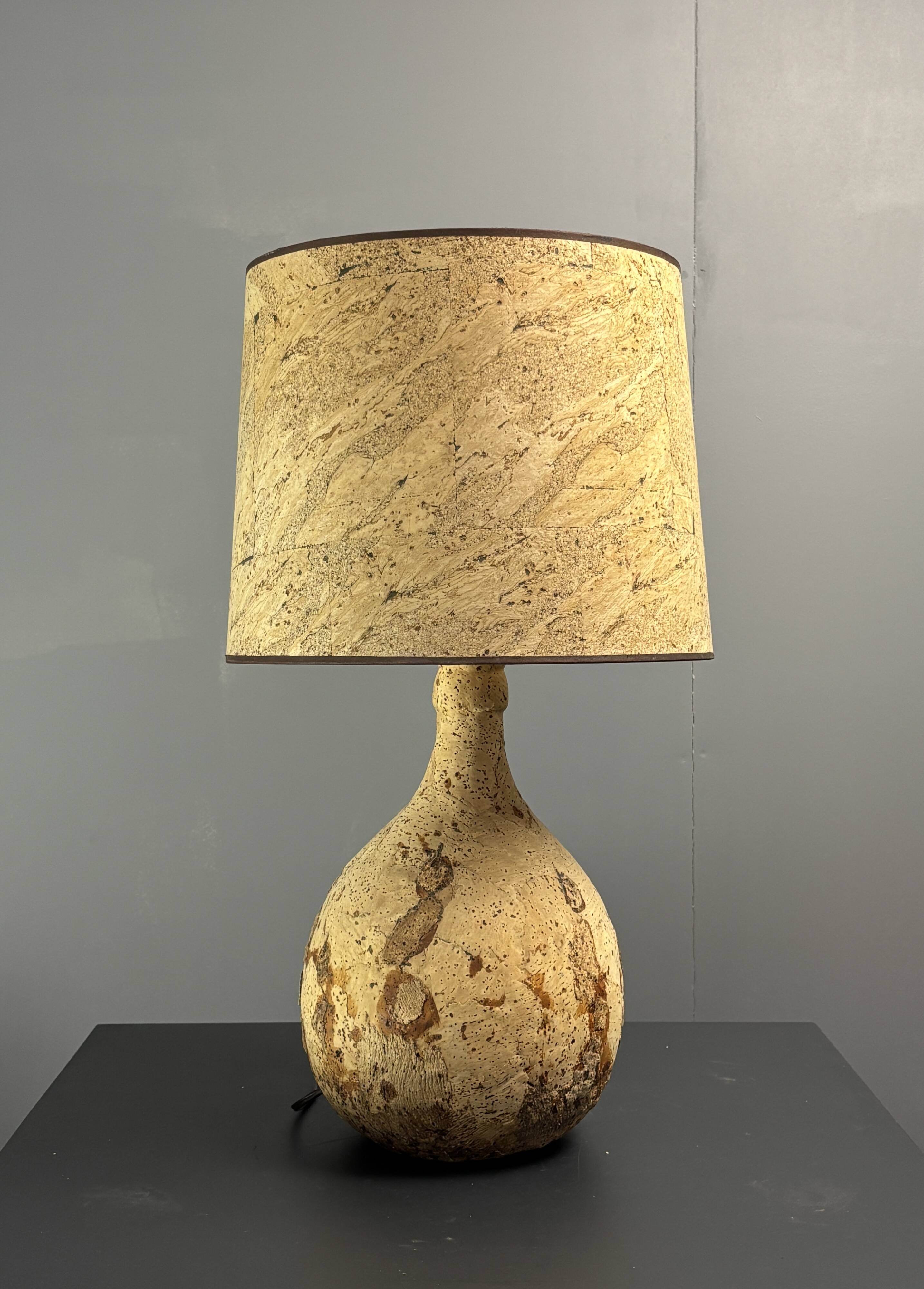 Lampe de table en liège des années 1960-1970, France