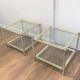 Pair of chrome, gold and silver side tables