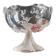Vintage Frosted Glass Footed Bowl – Relief Decor of Pink Flowers