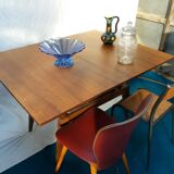 Table à système années 50, plaquée chêne