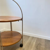 Folding service vintage castors solid wood 70s