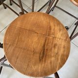 Series of 5 metal and wood workshop stools