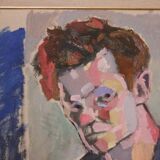 Original XL Swedish oil on canvas – portrait by Pär Thorell – dated 1955 – vintage & framed – 93 × 76 cm