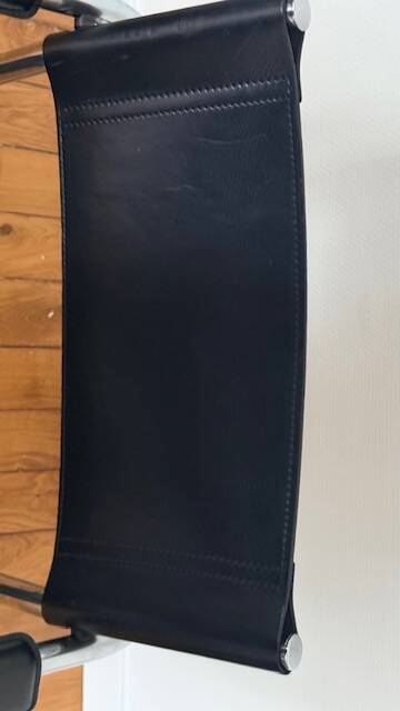 Vintage MG5 armchair in black leather and chrome metal by Matteo Grassi