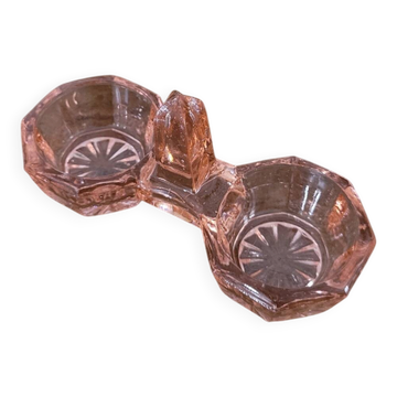 Moulded pink glass salad bowl