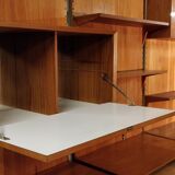 Library modular wall shelf in teak