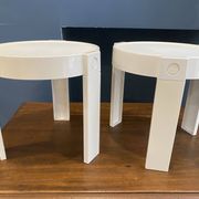 Paire de tables basse appoint chevet gigogne ronde Marc Held pour Prisunic