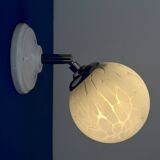 Vintage glass globe wall light from Clichy, white.