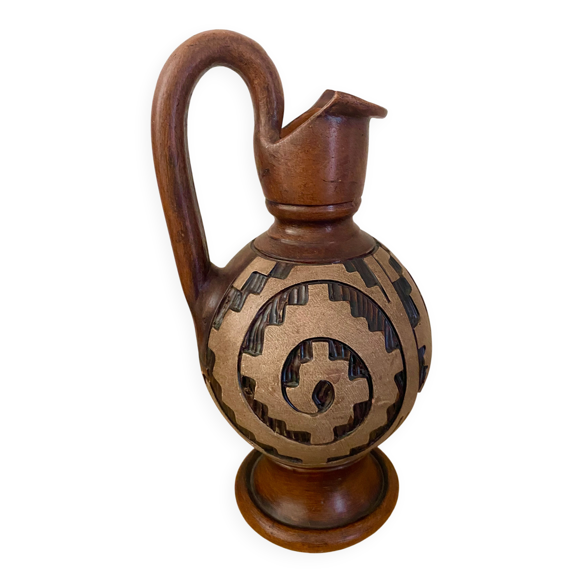 Pichet ibérique, terre cuite sculptée