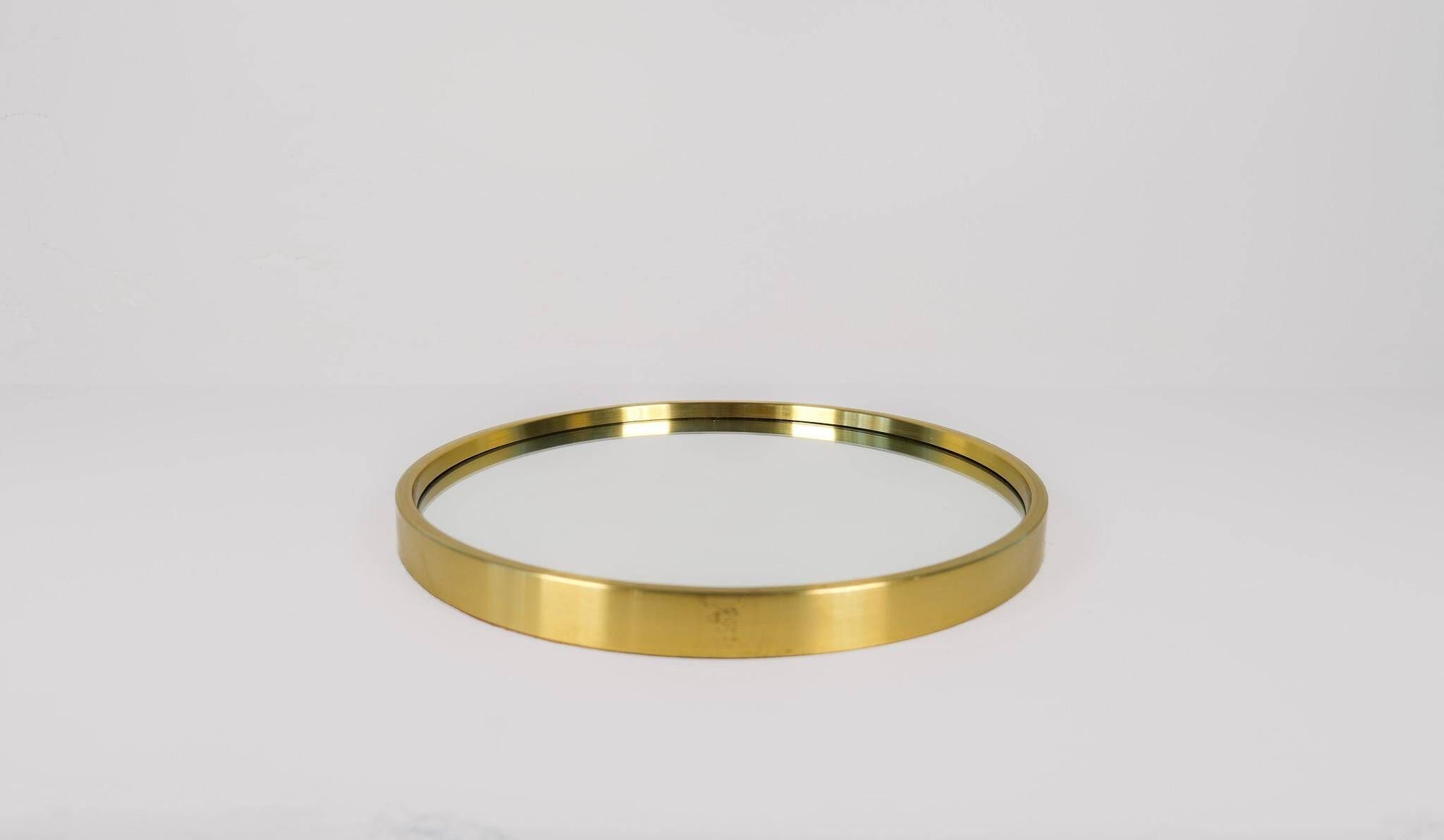 Modern brass mirror from the mid-century by Glasmäster in Markaryd, Sweden, 1960s.