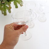 Set of 5 chiseled glass champagne cups