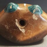 Vintage ceramic signed V. Silva owl Tonala Mexico 60s-70s