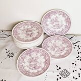 Set of 12 Lunéville earthenware dessert plates