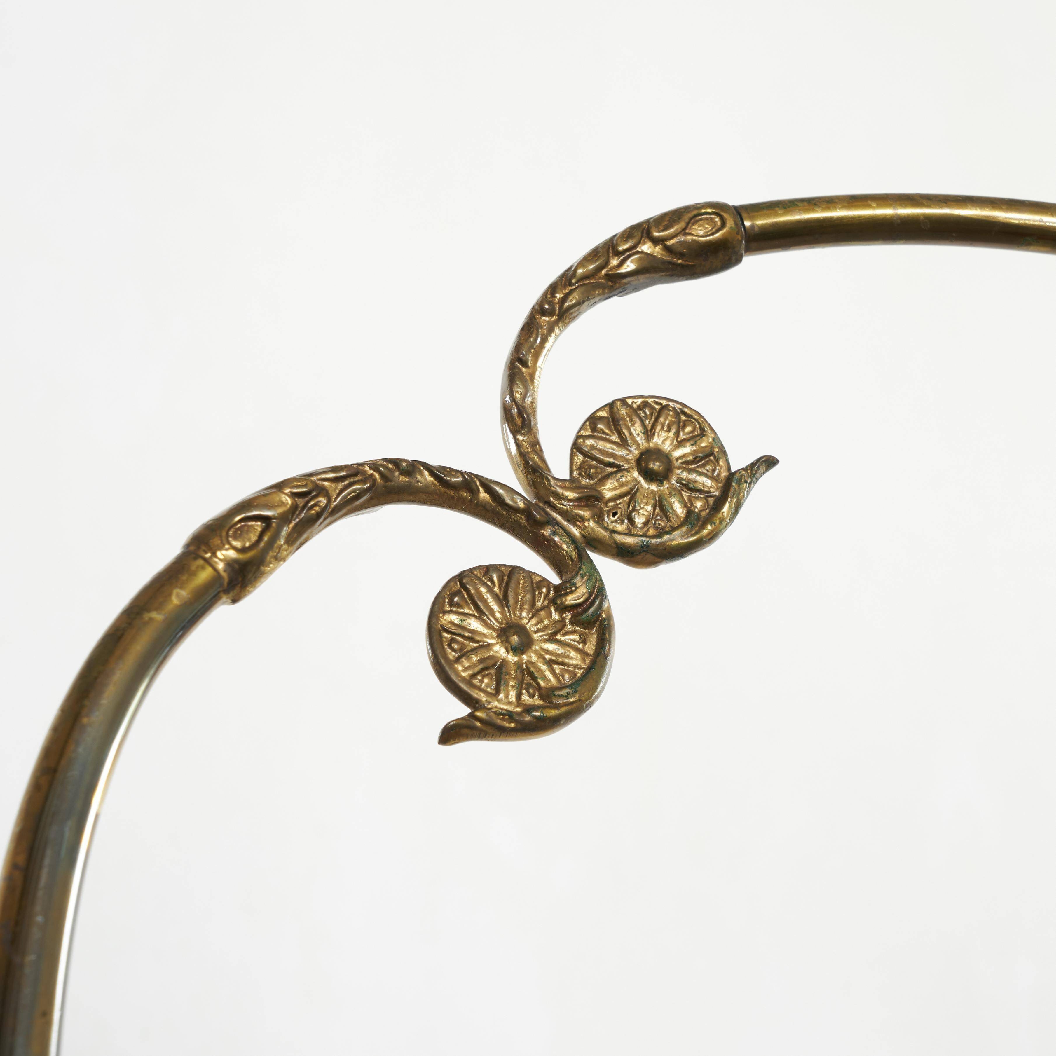 Chiavari chair with high back, brass, embroidery from the 1960s.