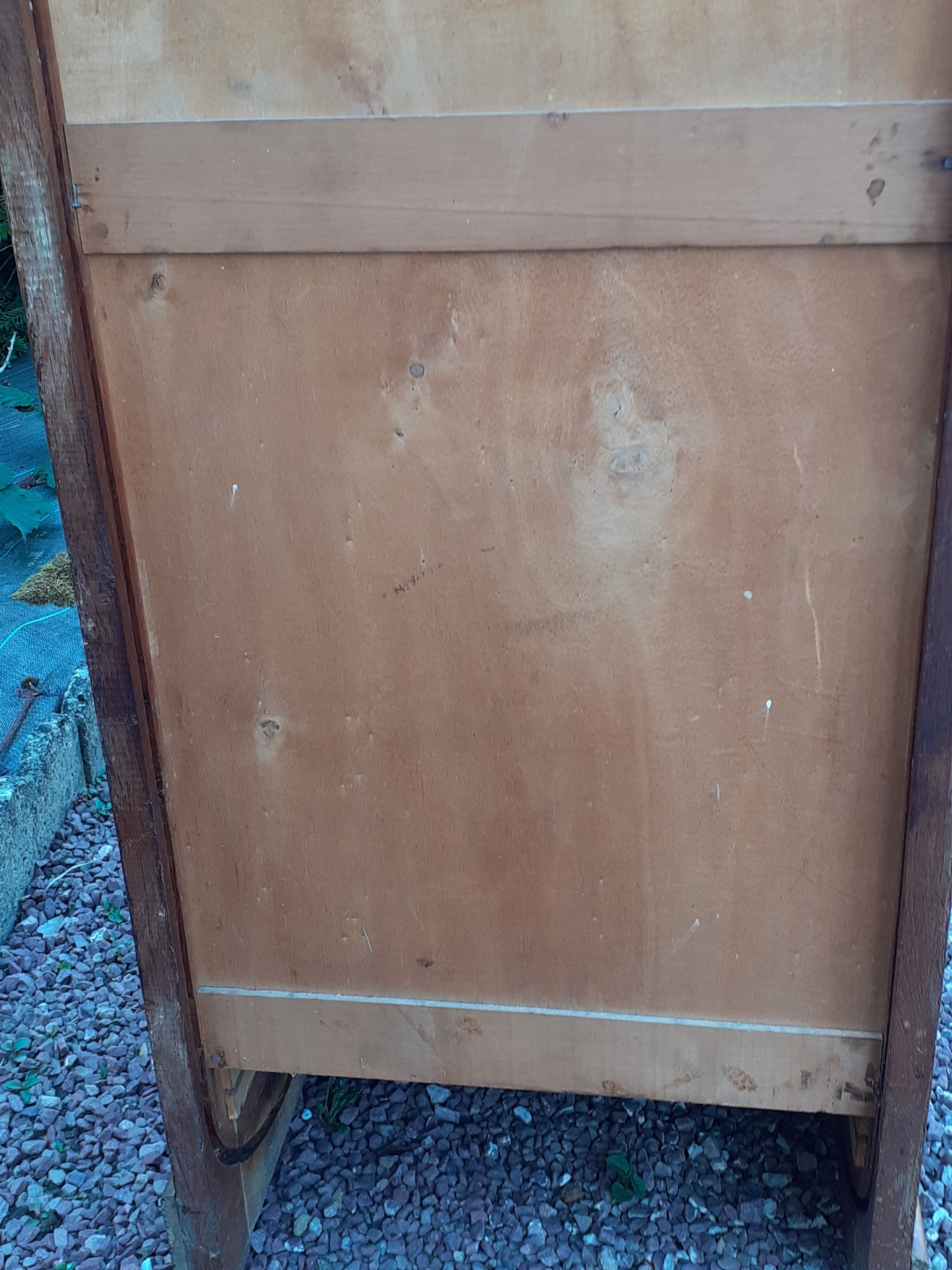 Storage cabinet locker with old wooden curtain