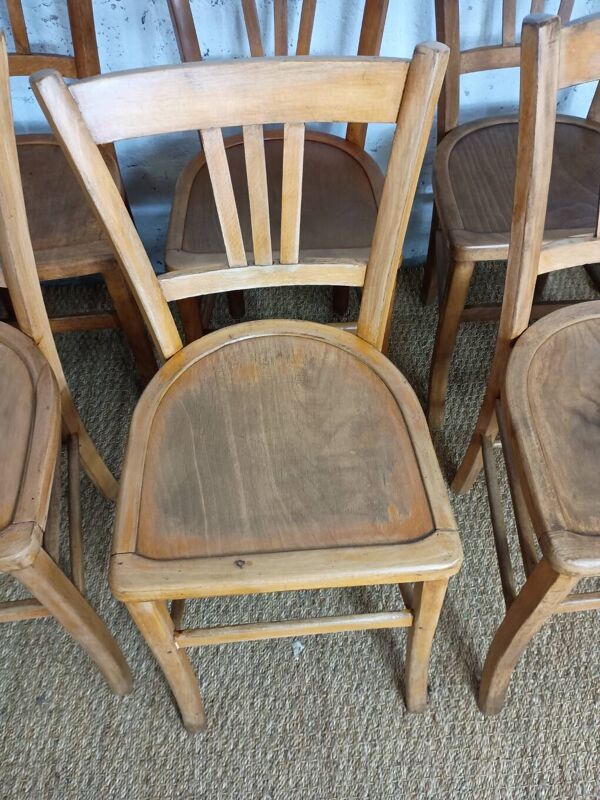 Ensemble de 10 chaises bistrot années 1950-60 vintage Luterma
