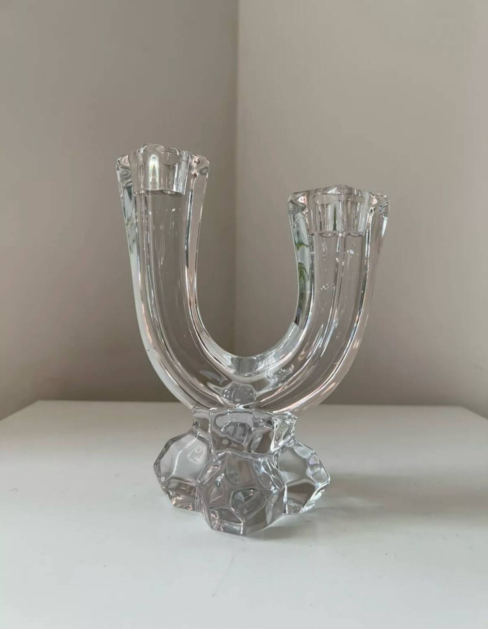 Vannes le Chatel crystal candle holder 1960