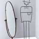 Vintage Oval Cheval Mirror with Brass and Metal Frame, Italy