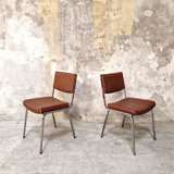 Pair of skai and chrome chairs