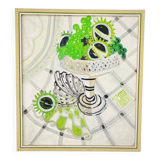 Toile art déco sur chassis encadrée signée T.H