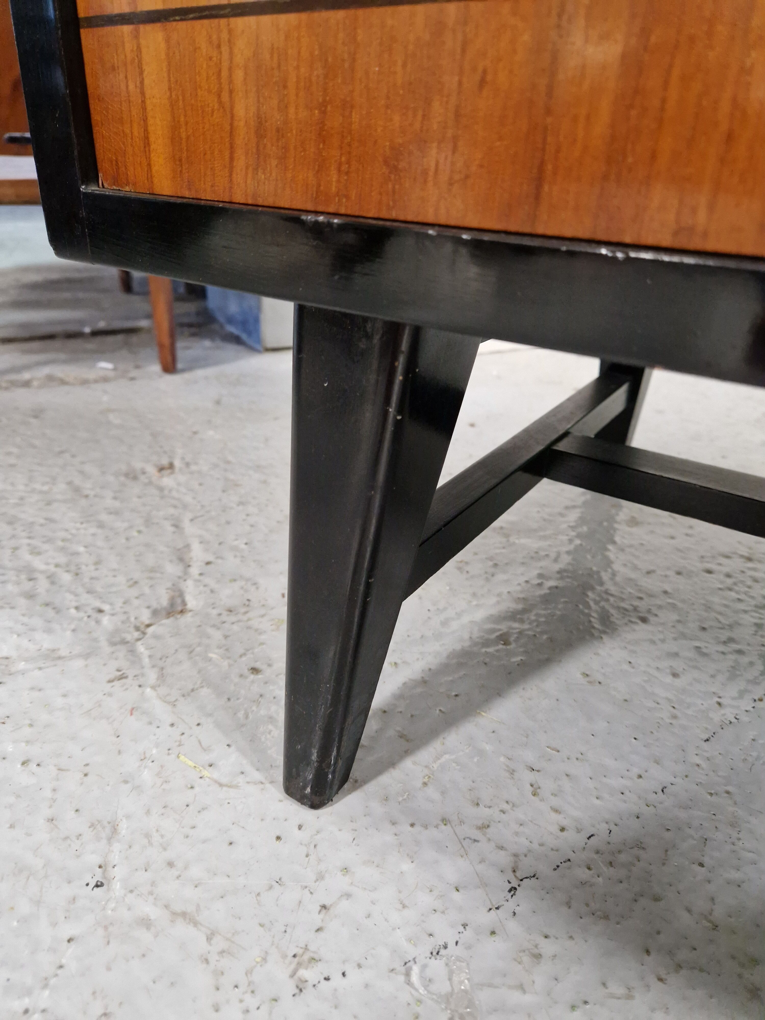 Vintage black lacquered buffet and wood Maurice Flachet