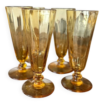 Coupes à champagne vintage en verre ambré