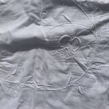 Large pillowcase, white cotton cushion cover, art deco flower embroidery