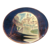 Grand plat/coupe à fruit  en céramique vernissée signé au dos " Puigdemont " années 60/70
