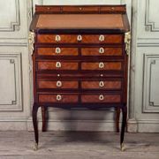 Louis XV Notary Secretary Cabinet in Veneer, Stamped by Nicolas Pet