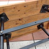 Table d'appoint en bois et metal style industriel années 60-70