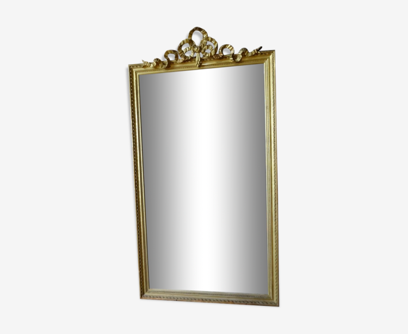Miroir louis xvi fronton aux rubans, glace biseautée, 75 x 142 cm