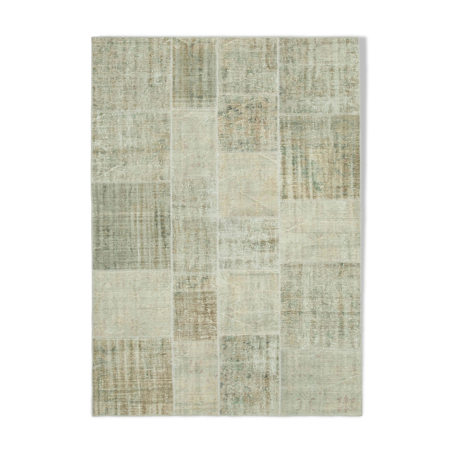 Hand-knotted anatolian contemporary 171 cm x 240 cm beige patchwork carpet