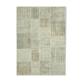 Hand-knotted anatolian contemporary 171 cm x 240 cm beige patchwork carpet