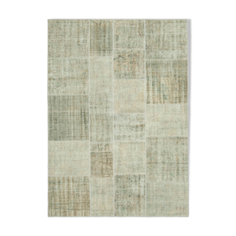 Hand-knotted anatolian contemporary 171 cm x 240 cm beige patchwork carpet