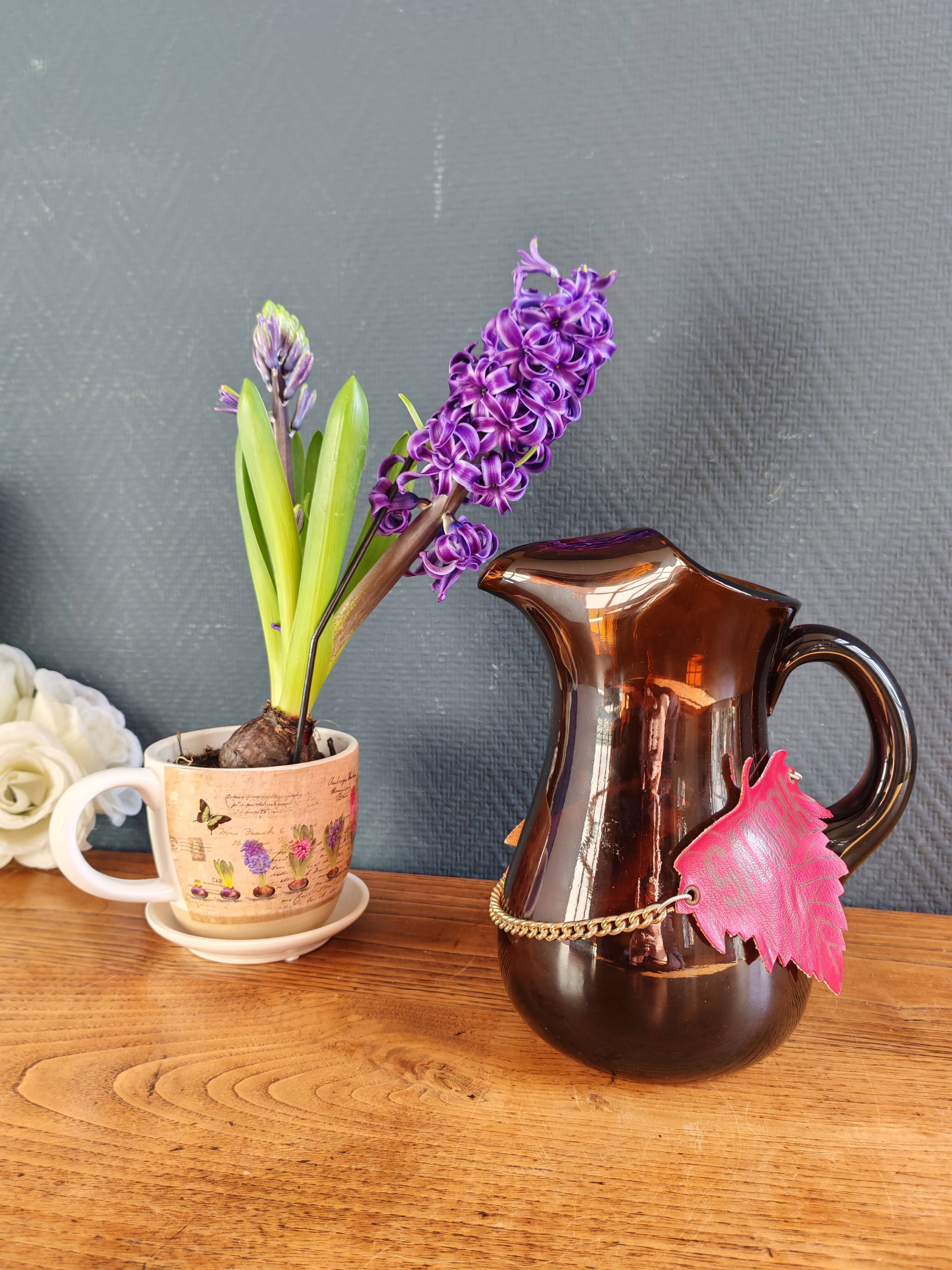 Carafe à Sangria Vintage Espagnole - Pichet en Verre Ambré Rétro