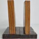 Pair of Art Deco bookends in solid wood and veined black marble