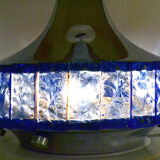 Large Italian Table Lamp with Hammered Glasses, 1970s
