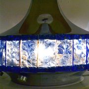 Large Italian Table Lamp with Hammered Glasses, 1970s