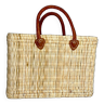 Artisanal basket in rush and leather