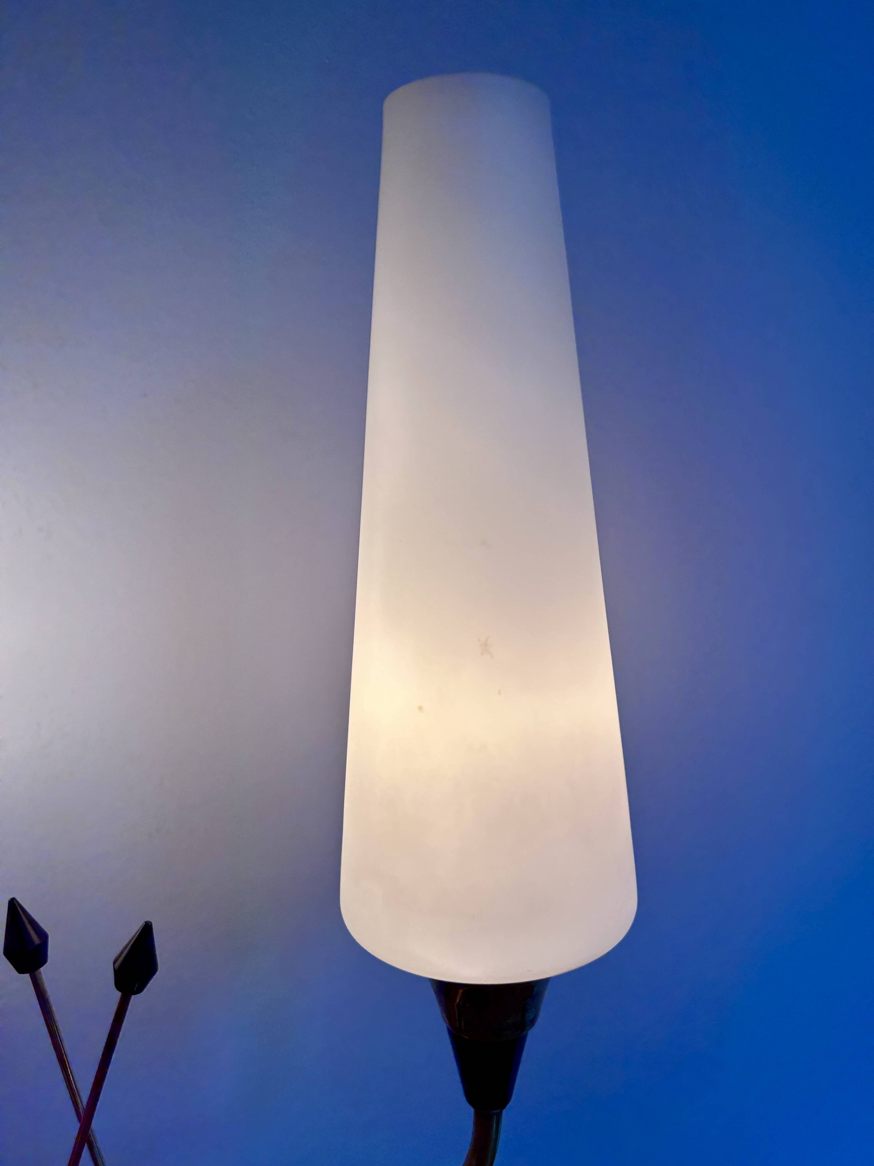 Pair of brass and opaline lamps from the 1950s.